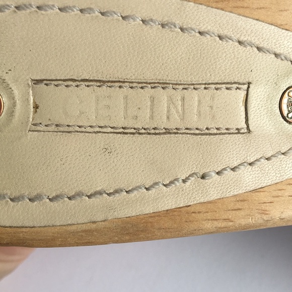 Celine wood and canvas clogs with buckles - Picture 3 of 8